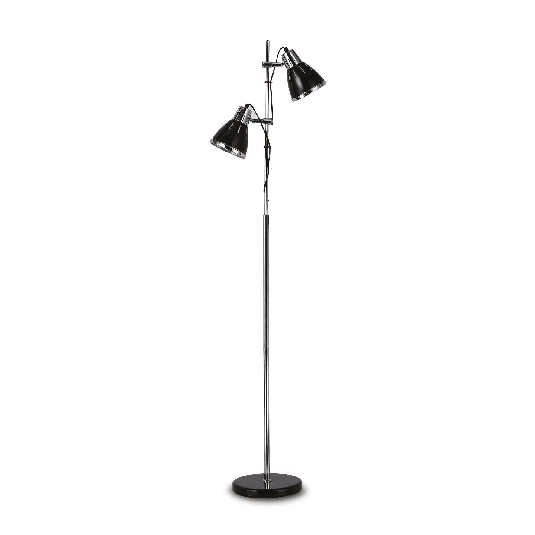 Elvis Quirky Standing Floor Lamp with 2 Matching Black Shades and Floor Base