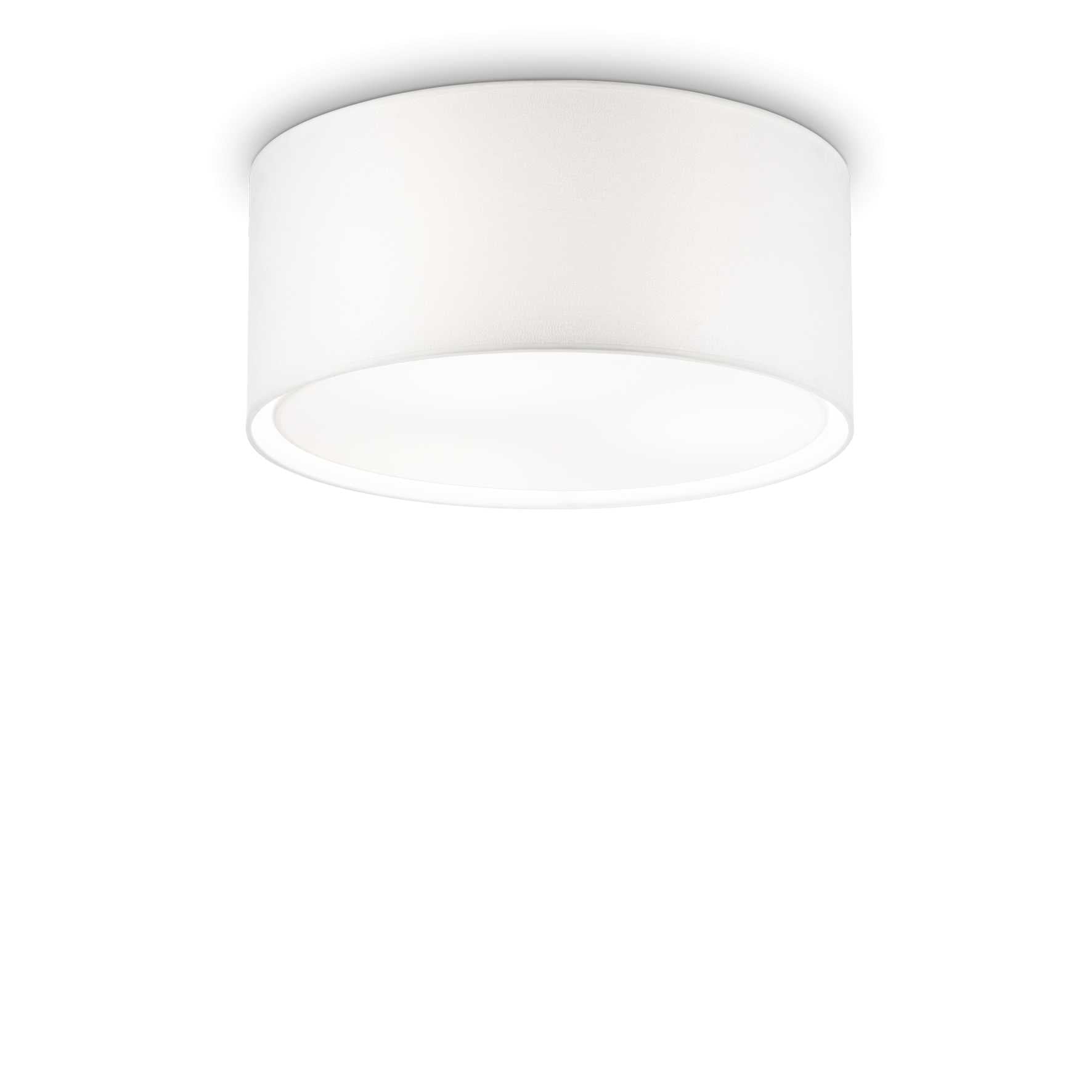 Wheel 3 Bulb Flush Drum Shade Ceiling Light, White