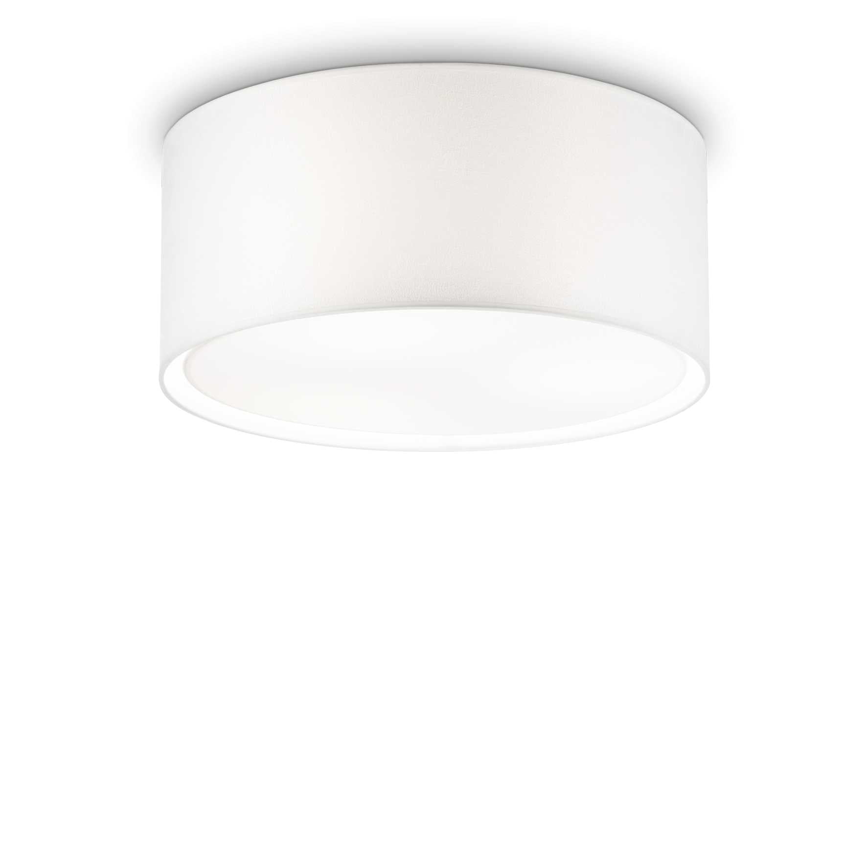 Wheel 5 Bulb Flush Drum Shade Ceiling Light, White