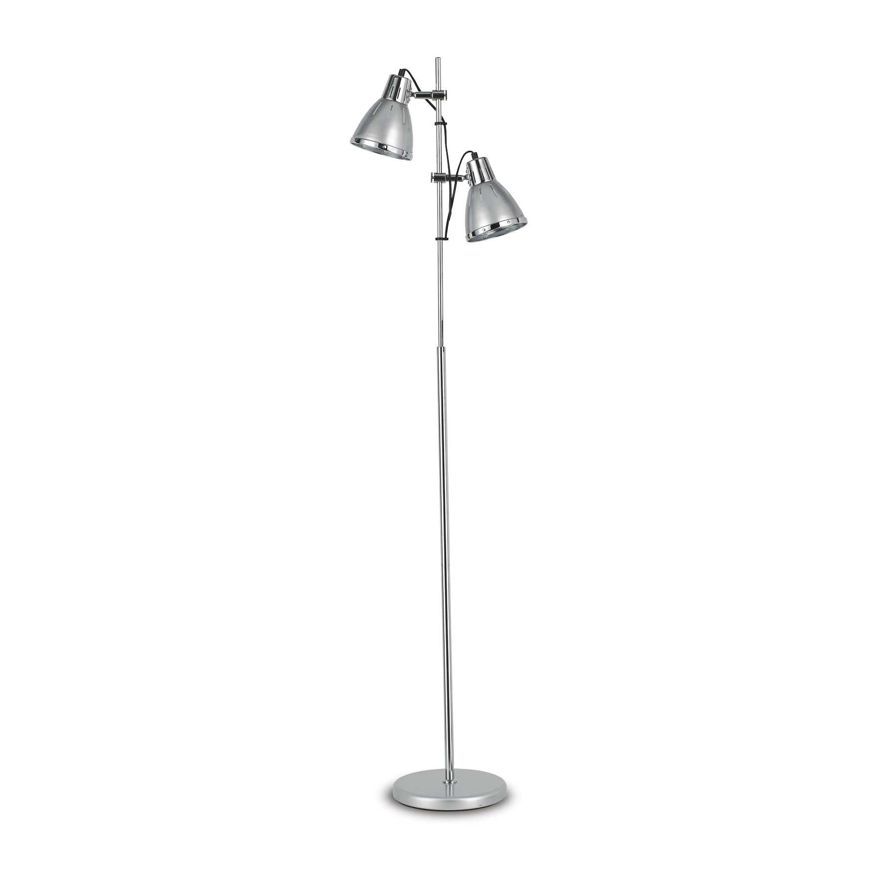 Elvis Quirky Standing Floor Lamp with 2 Matching Silver Shades and Floor Base