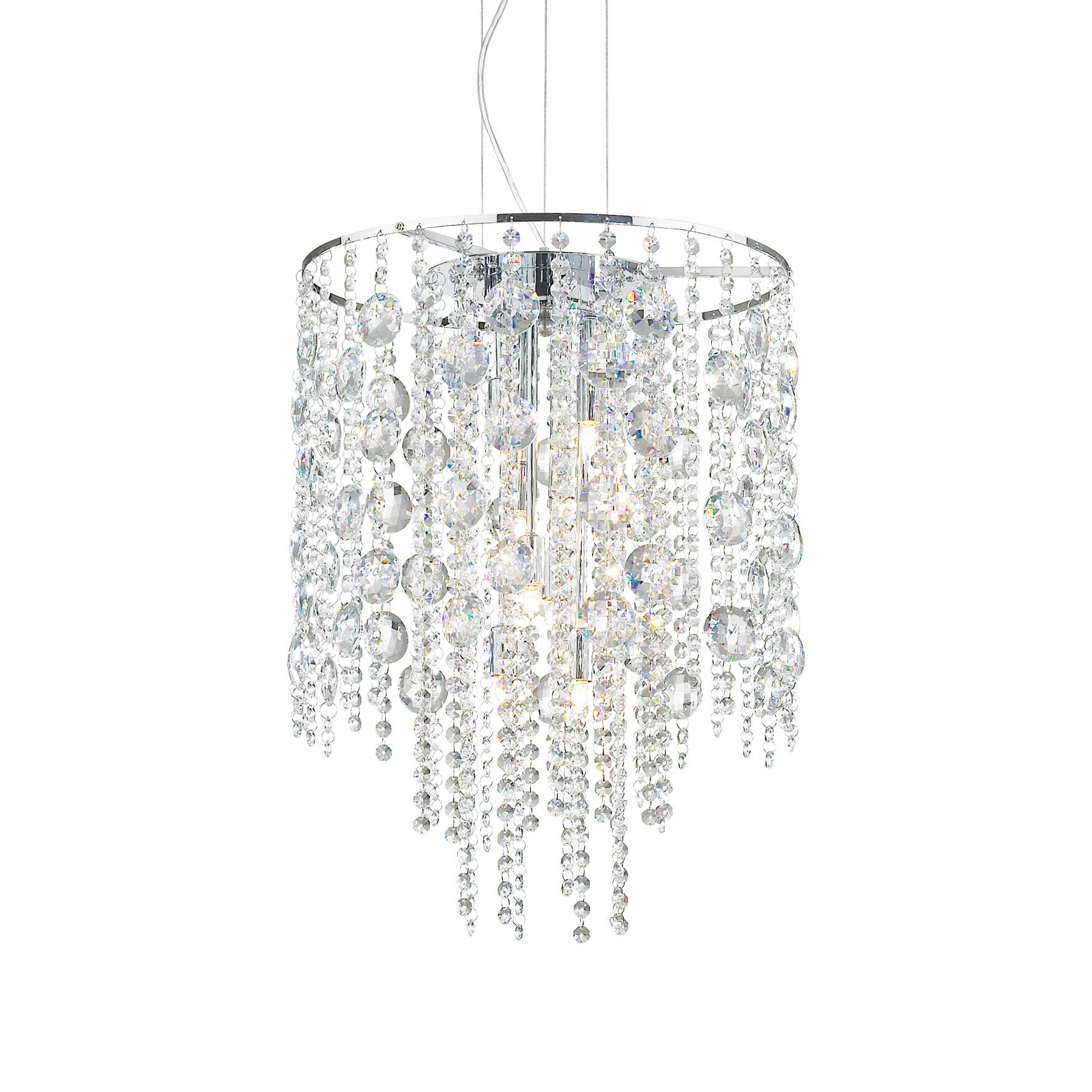 Evasione Elegant Chrome and Crystal Diamante Ceiling Pendant 8 Light