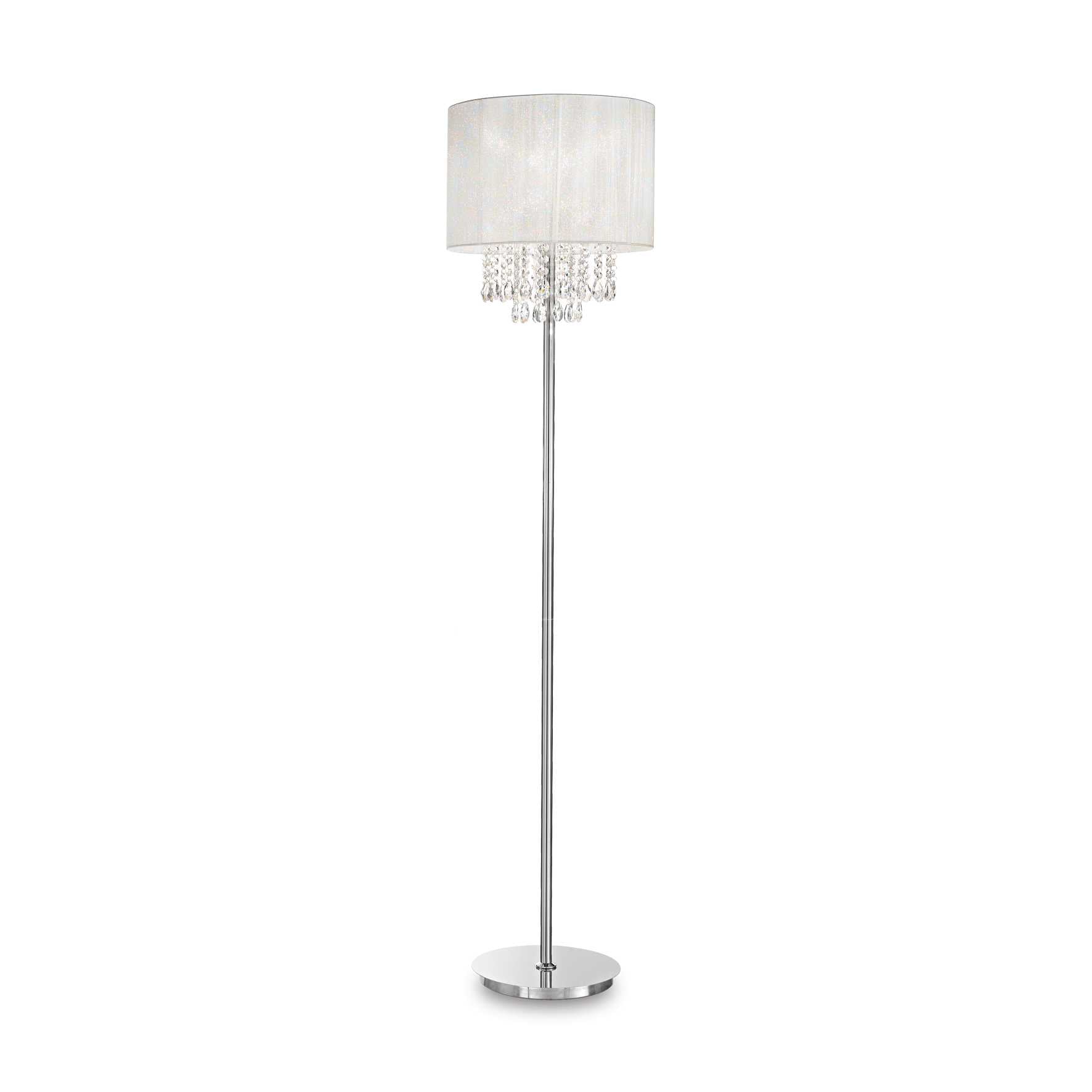 Opera Modern Crystal Floor Lamp with White Shade