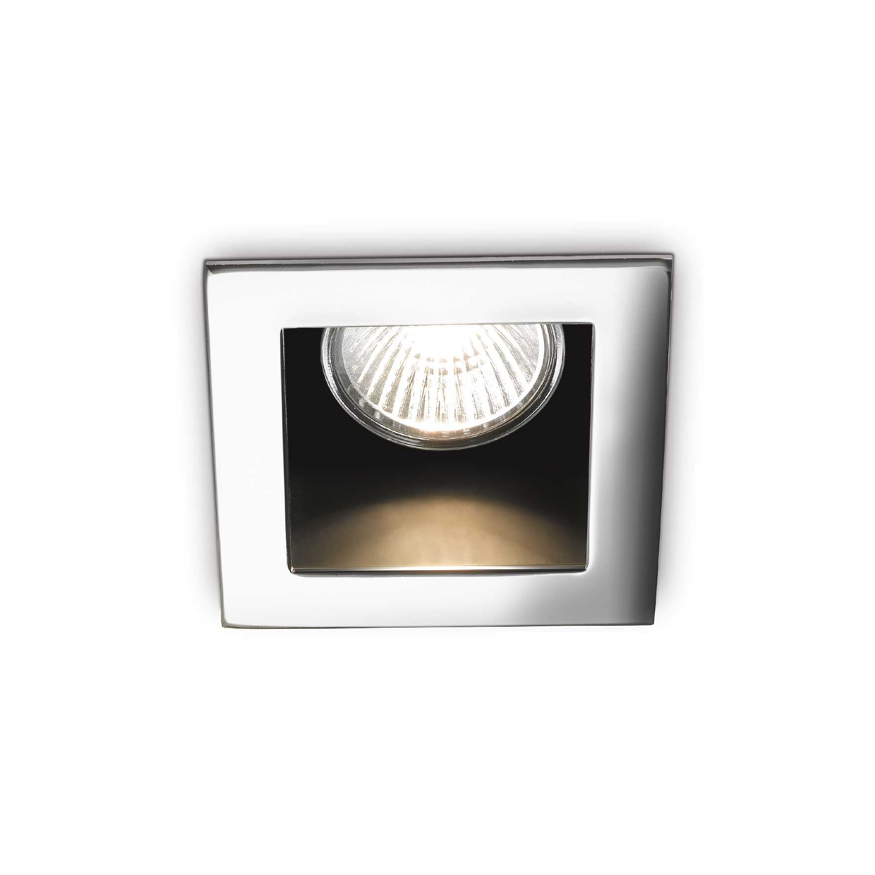 Funky Square Ceiling Recessed Downlight with off set Bezel, GU10, Chrome