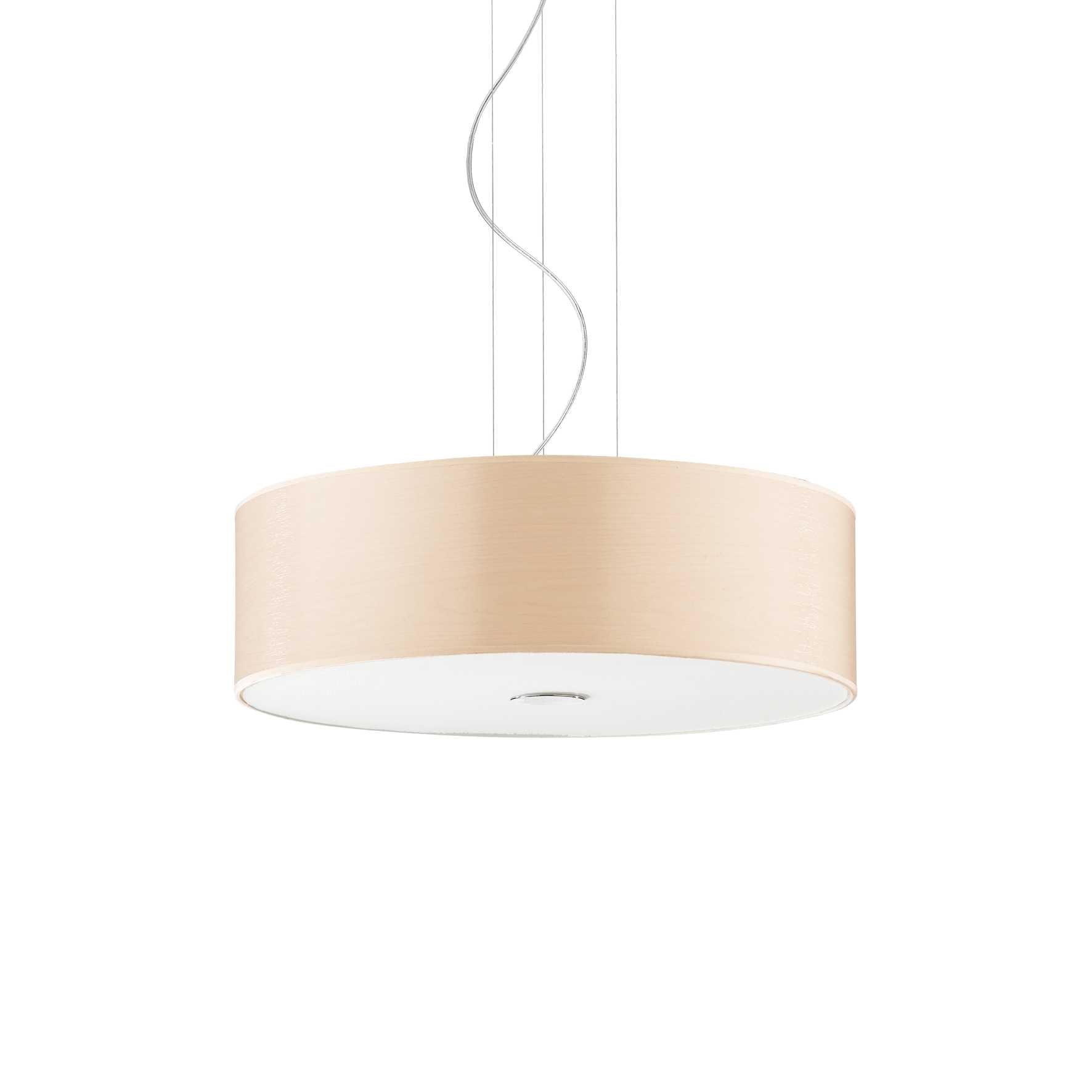 Woody 4 Bulb Ceiling Drum Shade Pendant Light, Beige Fabric