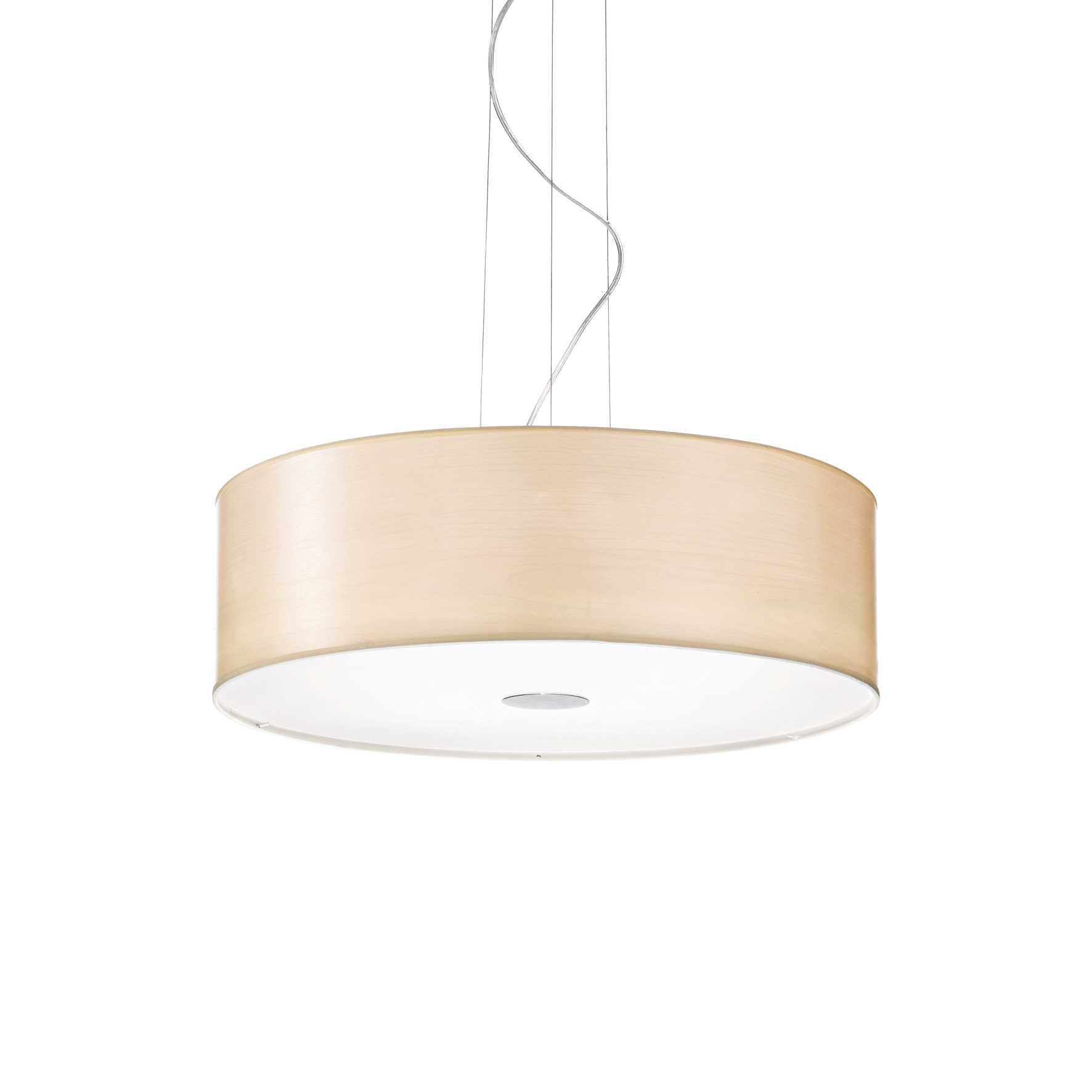 Woody Ceiling Drum Shade Pendant Light, Beige Fabric