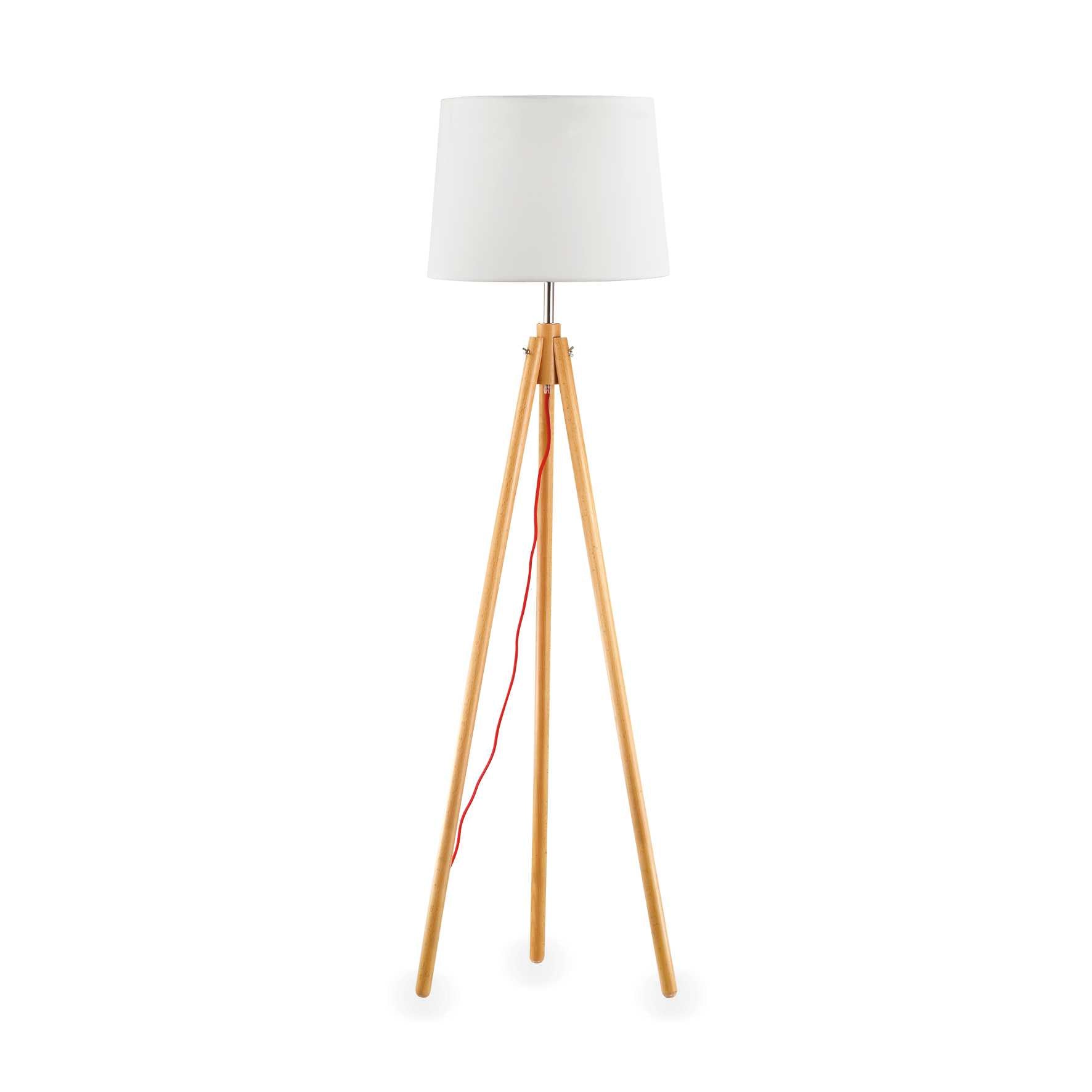 York Tripod Floor Standing Tall Lamp, Natural Wood