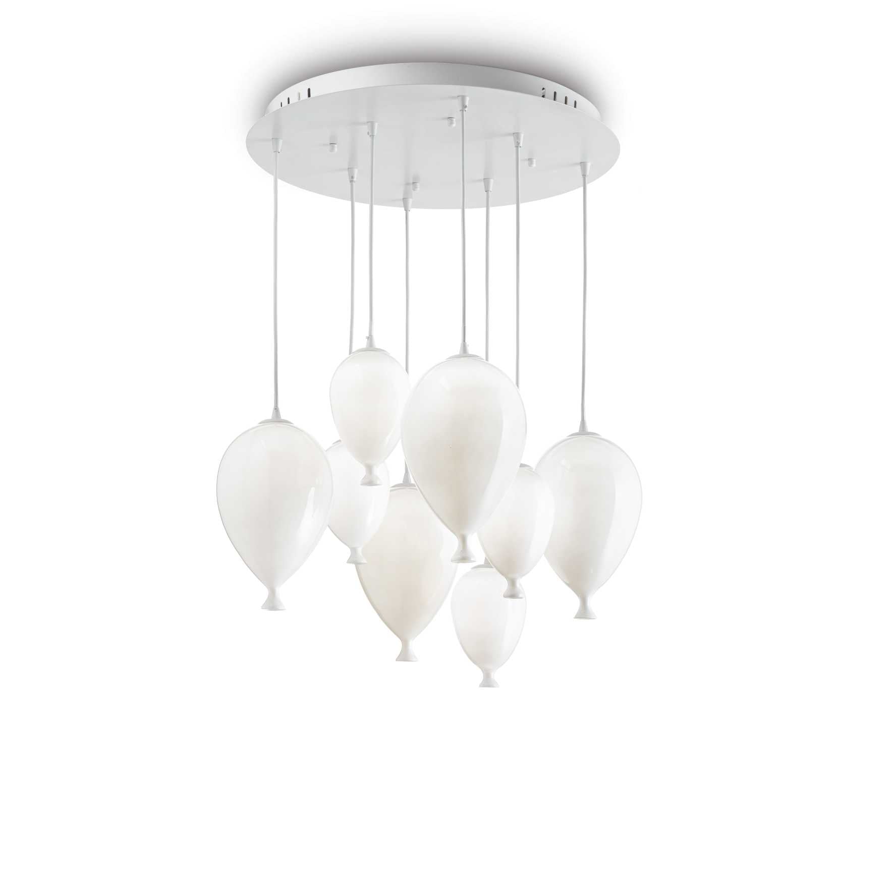 Clown 8 Glass Bubble White Glass Pendant Light