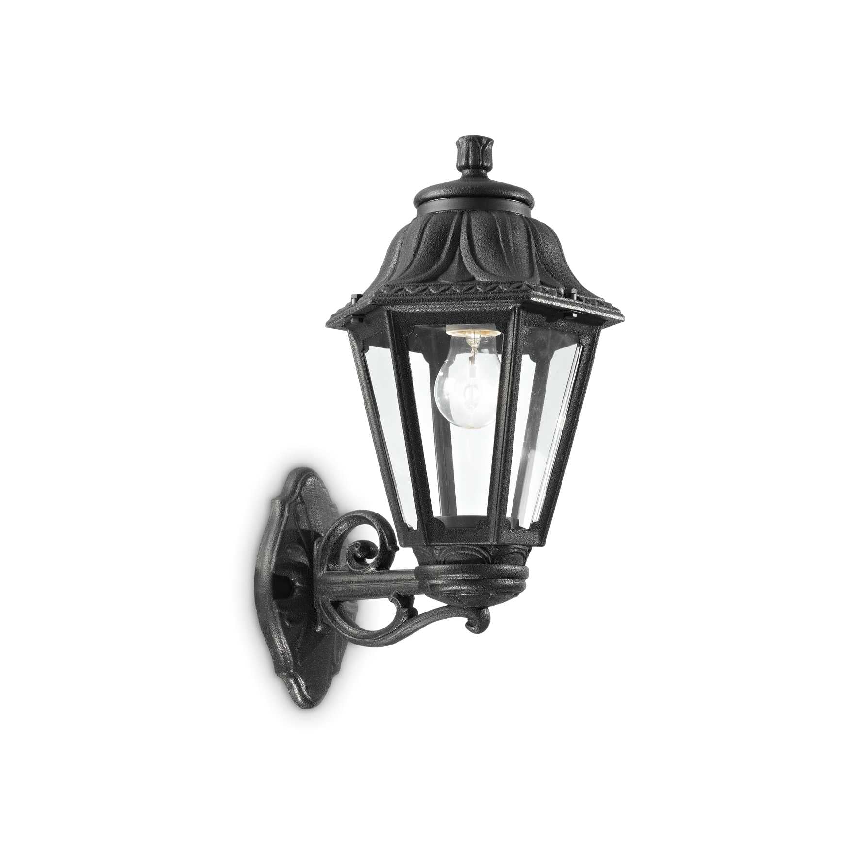 Anna Black Resin Traditional Porch 6 Sided Wall Lantern