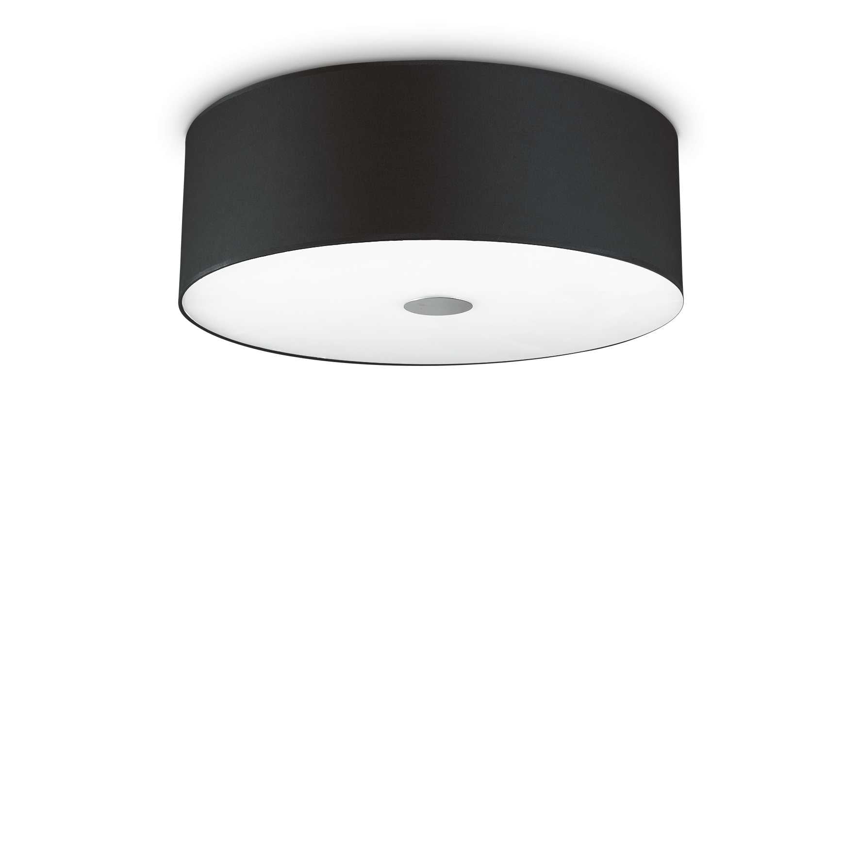 Woody 50cm Ceiling Flush Black Drum Cylinder Shade Light