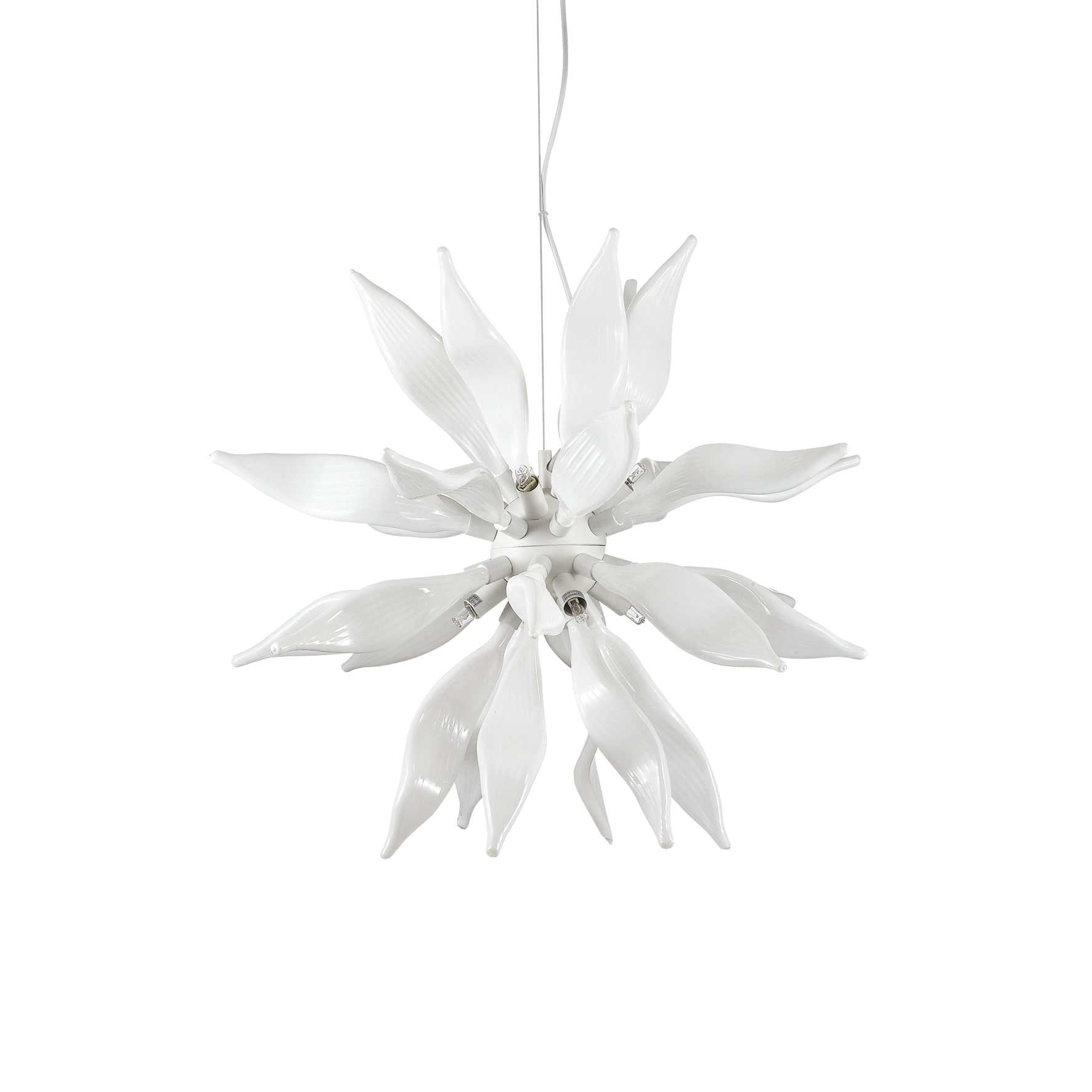 Leaves Artsy Modern 8 Bulb Pendant Light - White