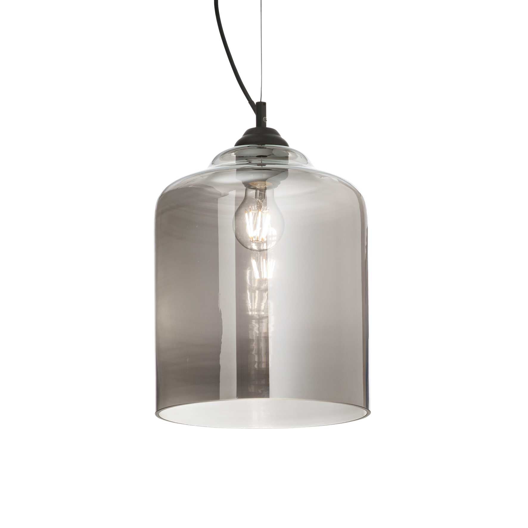 Bistro Single Pendant Light Square Fume