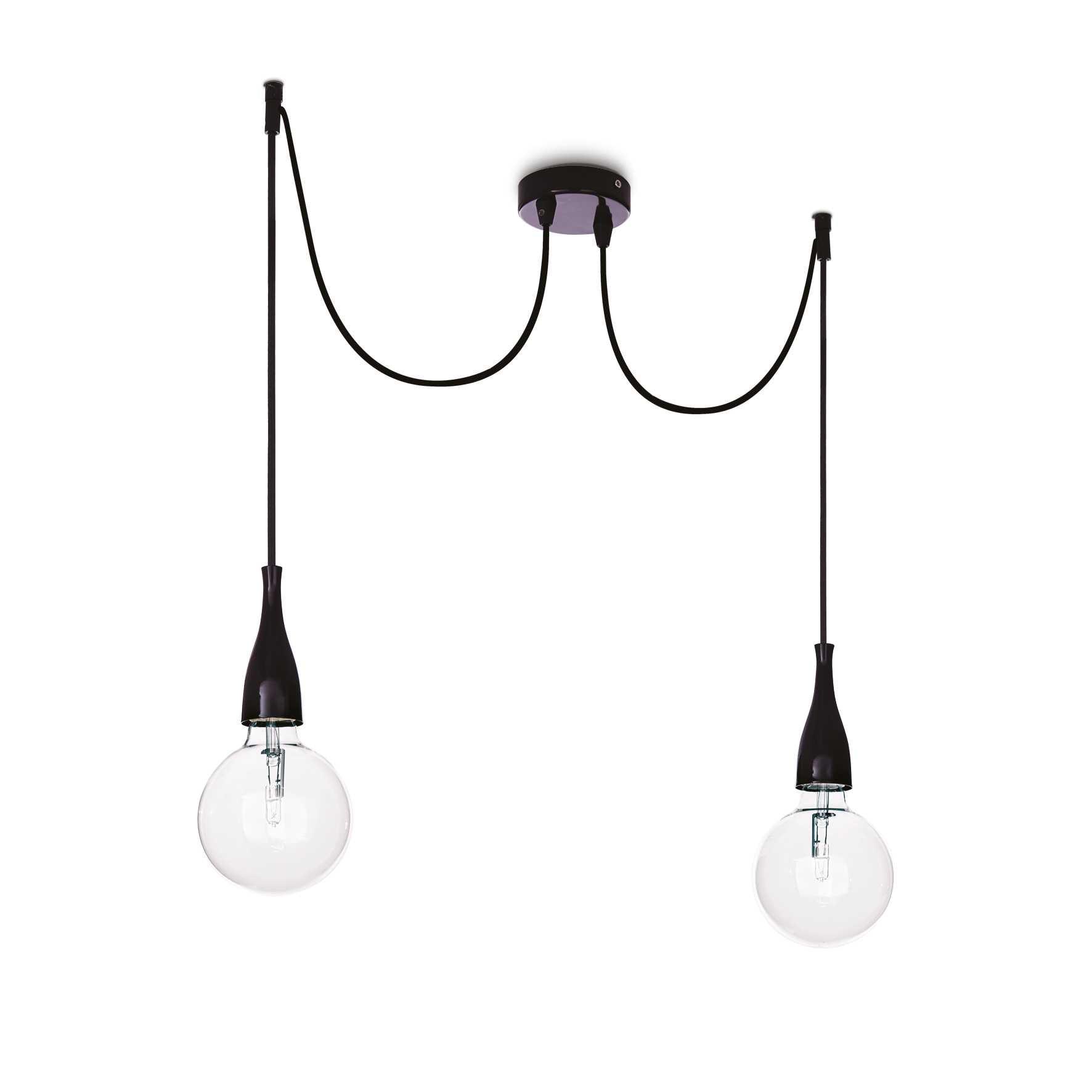 Minimal 2 Bulb Pendant Light Black Opaco