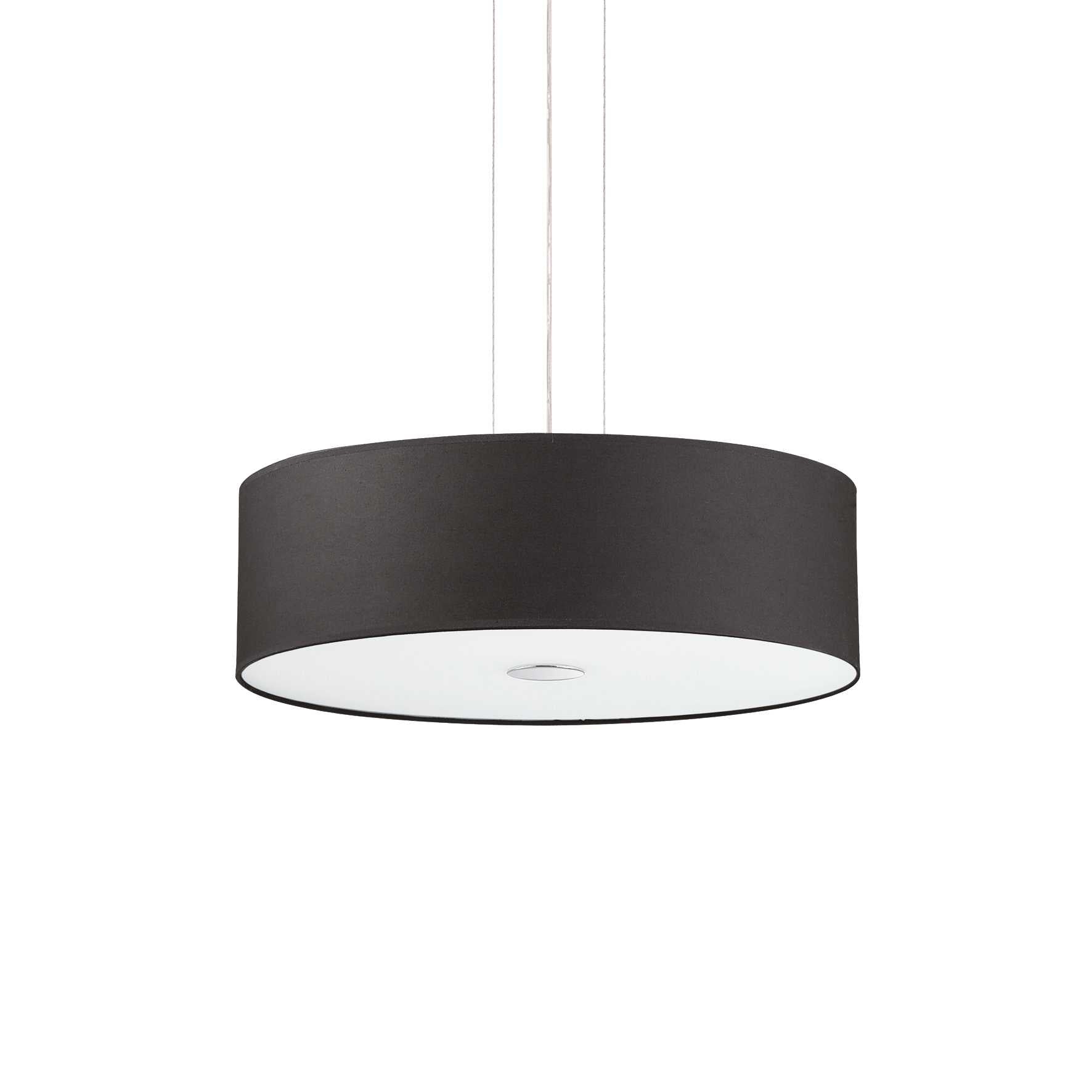 Woody 4 Bulb Ceiling Drum Shade Pendant Light, Black Fabric