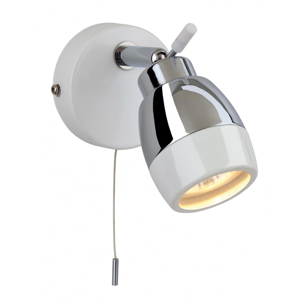 Gyre Modern Chrome White Single Bathroom Spotlight