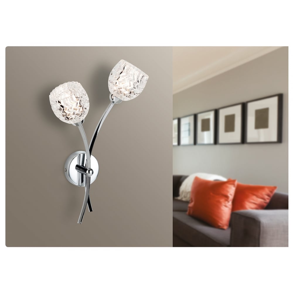 Floral Modern Art Deco Polished Chrome Wall Sconce Light