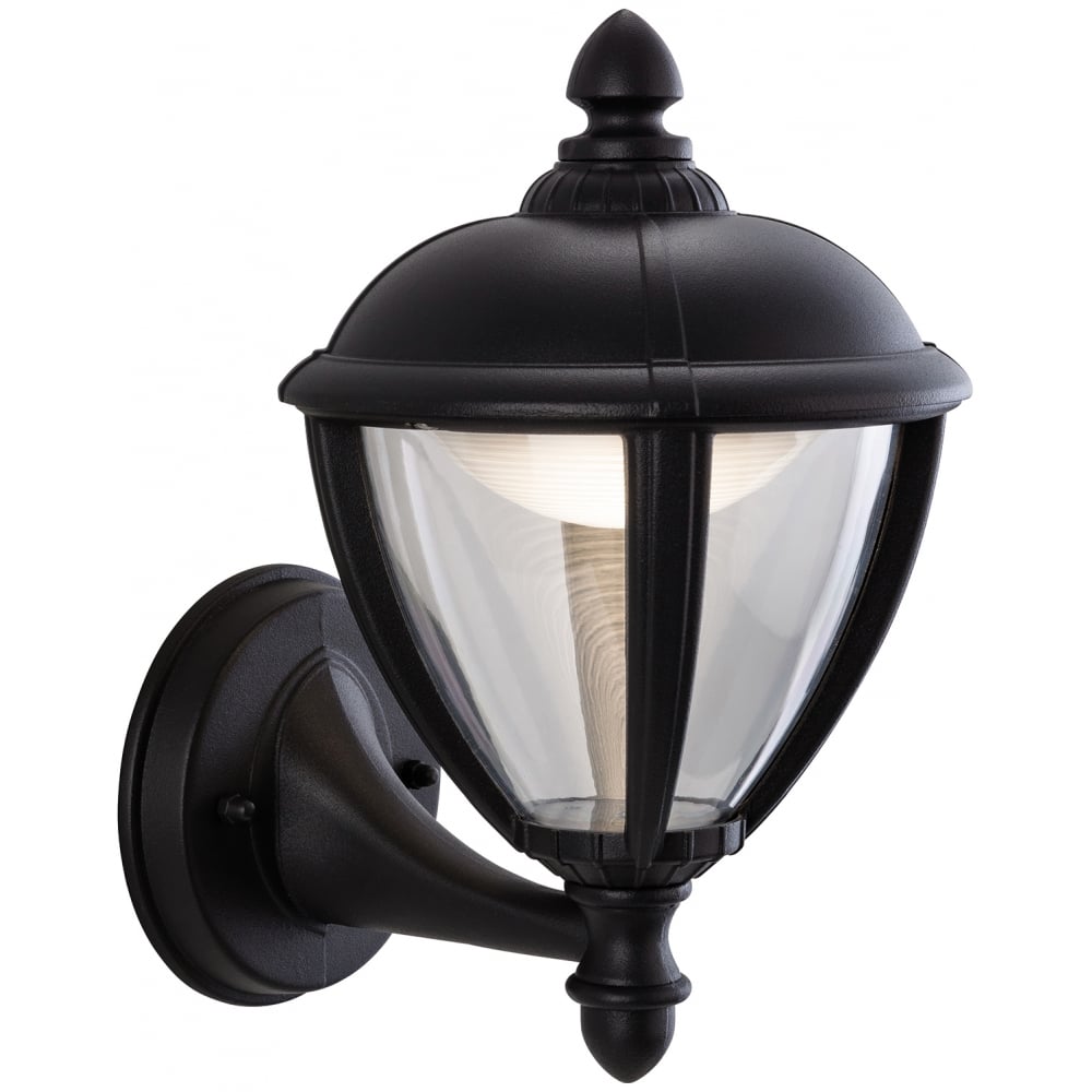 Staid Traditional Black LED Coach Wall Light Lantern