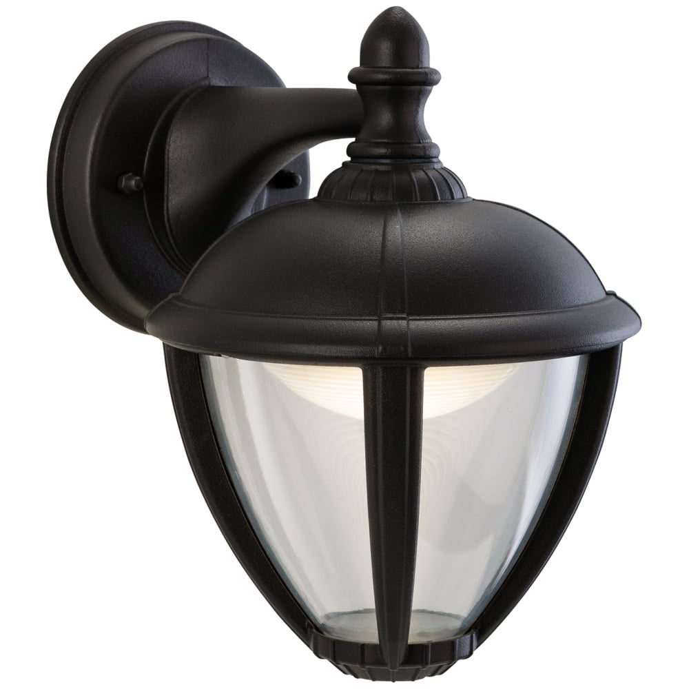 Staid Traditional Black LED Coach Wall Downlight Lantern