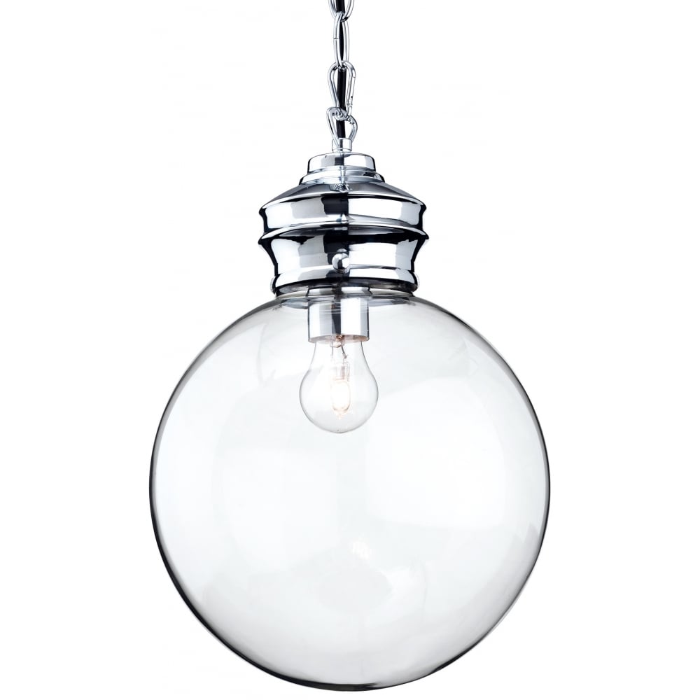 Delicate Antique Chrome Ceiling Glass Ball Pendant Light