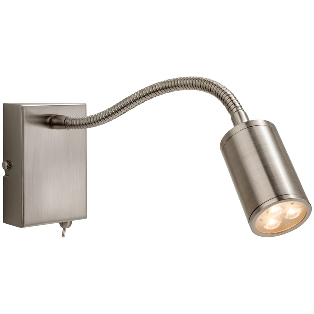 Motive Modern Brushed Steel Adjustable Neck Wall Light