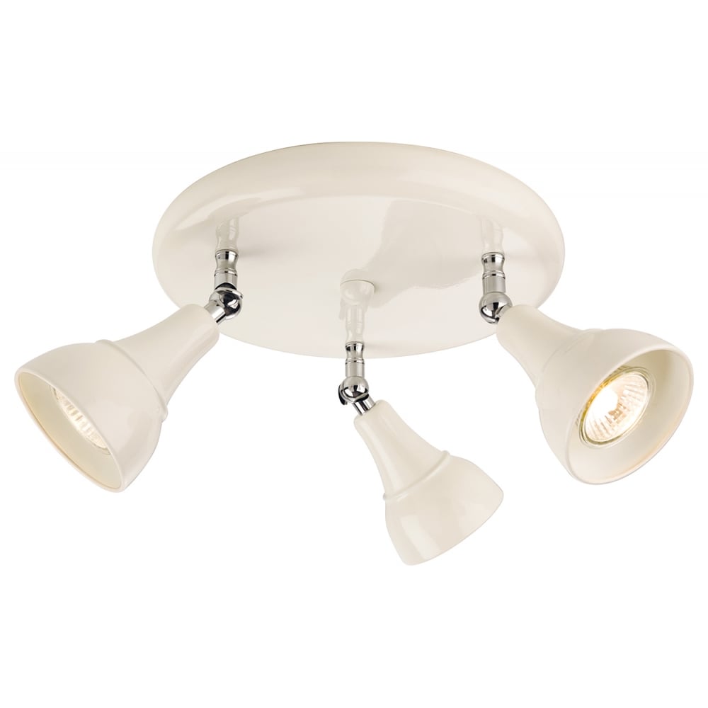 Pivotal Industrial Cream Semi Flush 3 Light Ceiling Plate