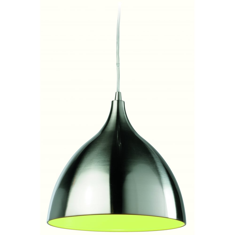 Bistro Modern Brushed Steel Green Ceiling Hanging Pendant Light