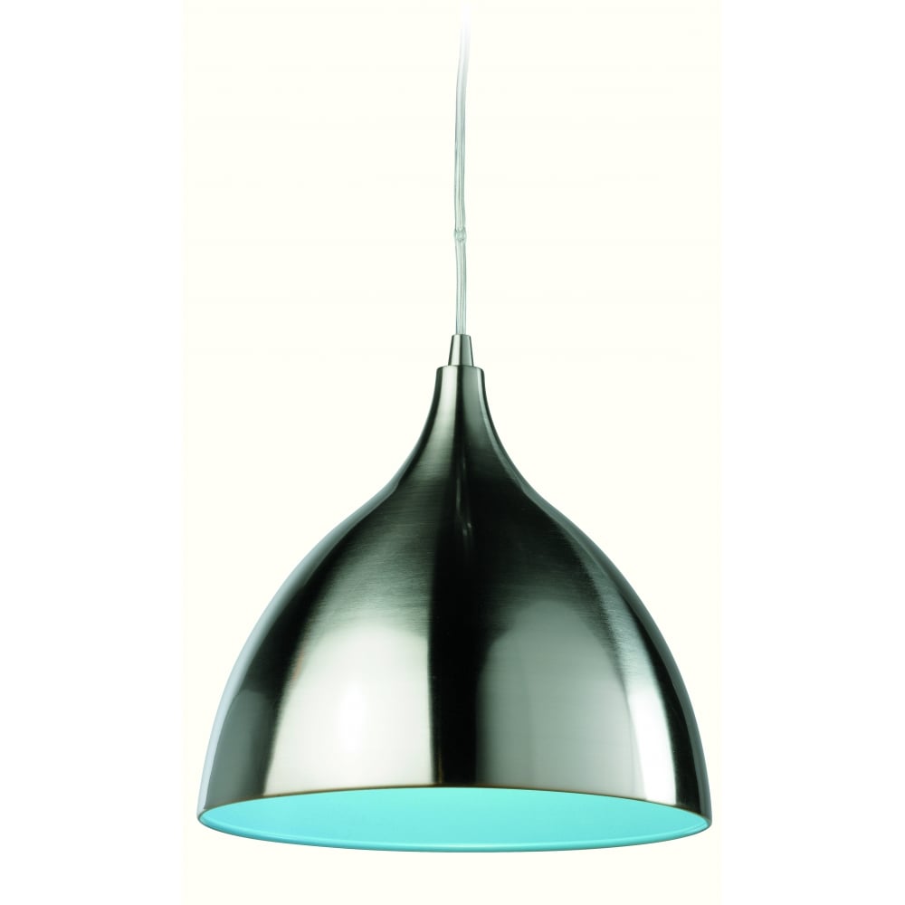 Bistro Modern Brushed Steel Blue Ceiling Hanging Pendant Light