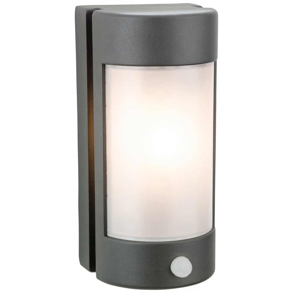 Glaze Modern Graphite Outdoor Cylinder Sensor Wall Light