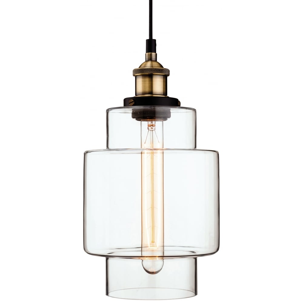 Horizon Antique Quirky Clear Glass Jar Ceiling Pendant