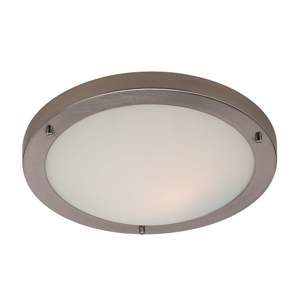 Compress Modern Brushed Steel Flush Ceiling Light Fixture