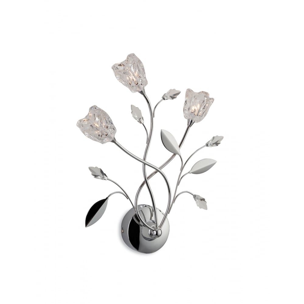 Floral Art Deco Chrome Wall Sconce Light