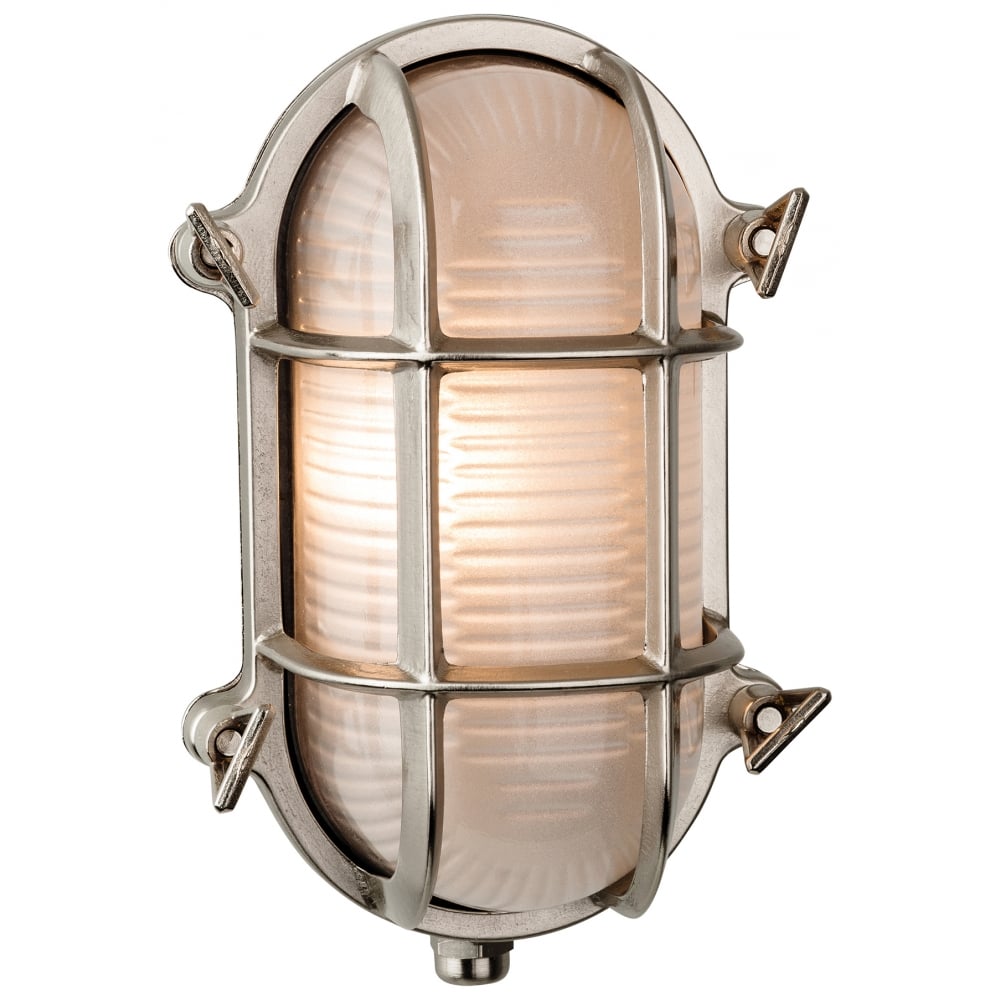 Marina Nautic Oval Nickel Flush Outdoor Wall Fitting