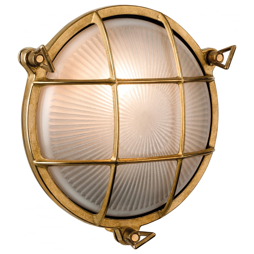 Marina Nautical Round Cast Brass Bulkhead Wall Light Outdoor