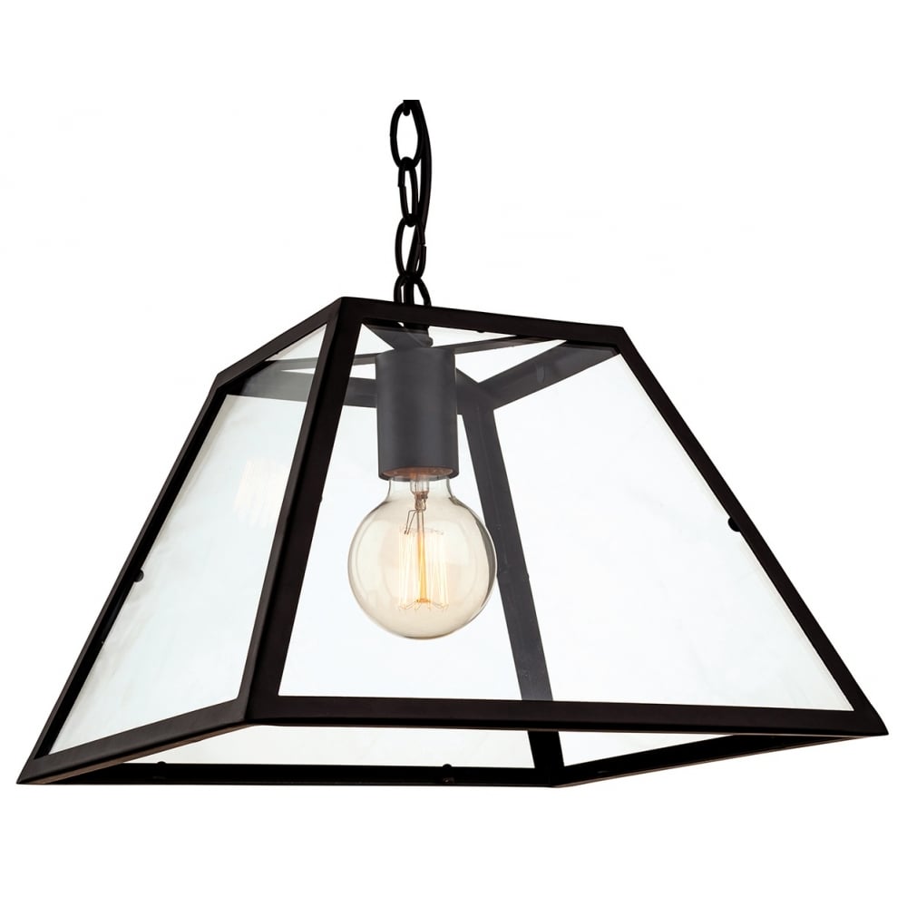 Refuge Modern Industrial Black Open Glass Box Pendant