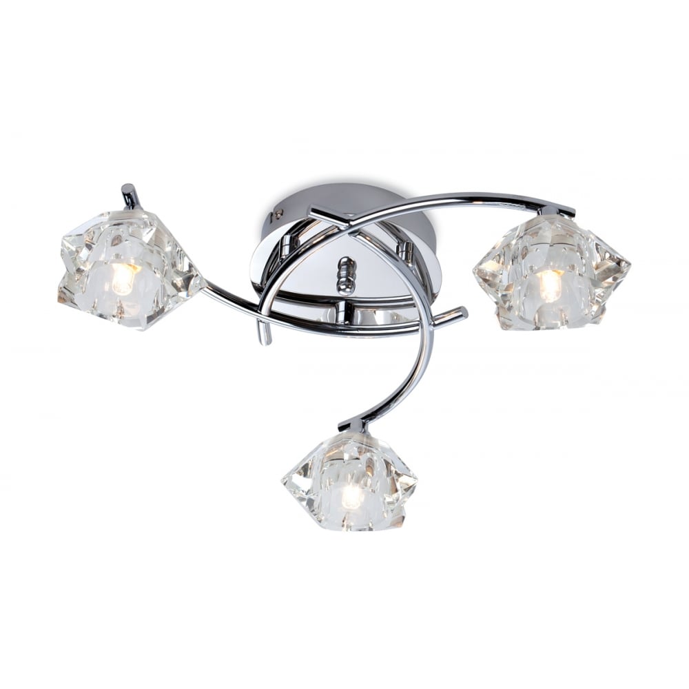 Floral Modern Art Deco ChromeFlush Ceiling Light