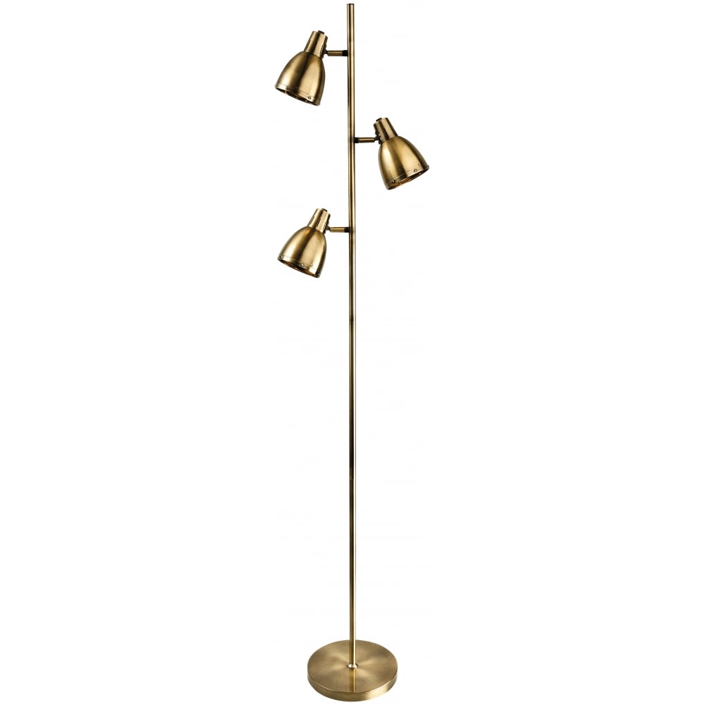 Token Antique Brass 3 Dome Reading Floor Lamp