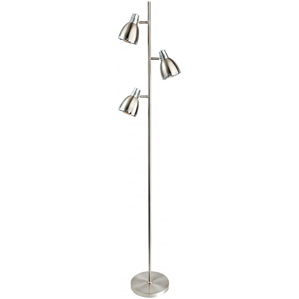 Token Antique Brushed Steel 3 Dome Reading Floor Lamp