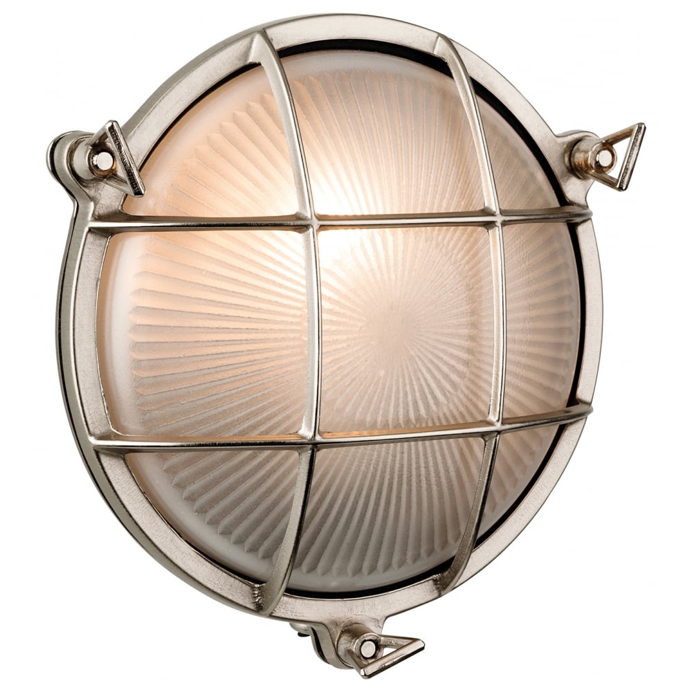 Marina Nautic Oval Nickel Flush Outdoor Wall Fitting