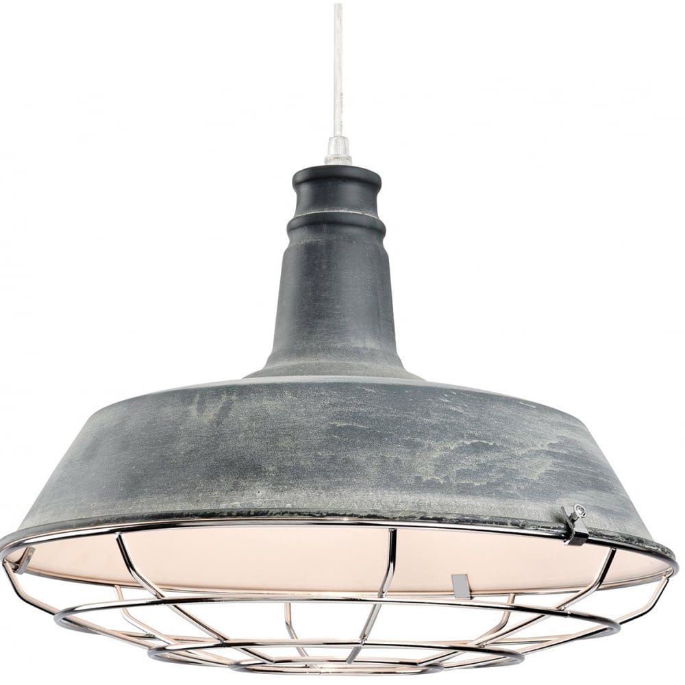 Pacific Industrial Quirky Grey Open Grill Ceiling Pendant