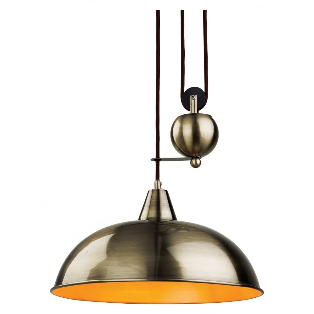 Plummet Modern Antique Brass Dome Shade Ceiling Pendant Light Fitting