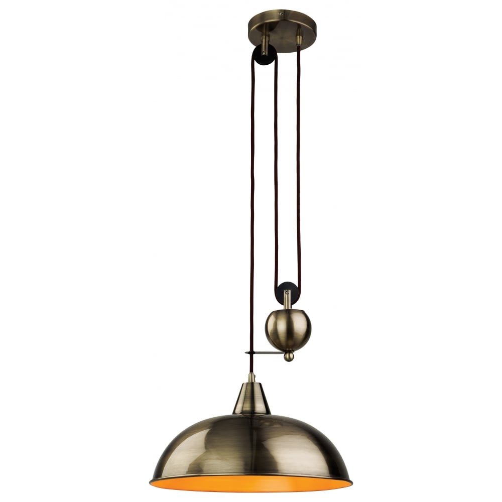 Plummet Modern Antique Brass Dome Shade Ceiling Pendant Light Fitting