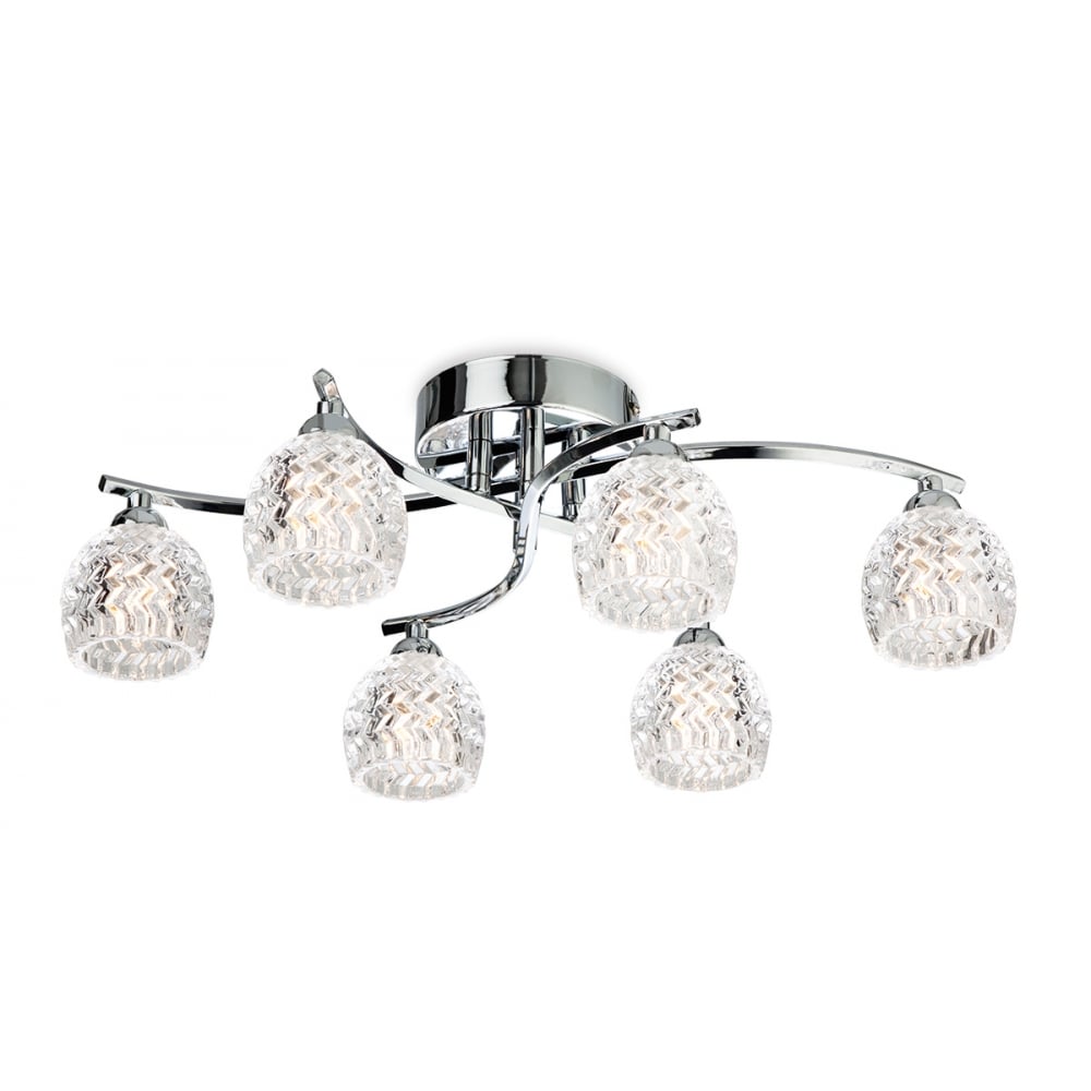 Floral Modern Polished Chrome Flush Light Fitting for Ceiling