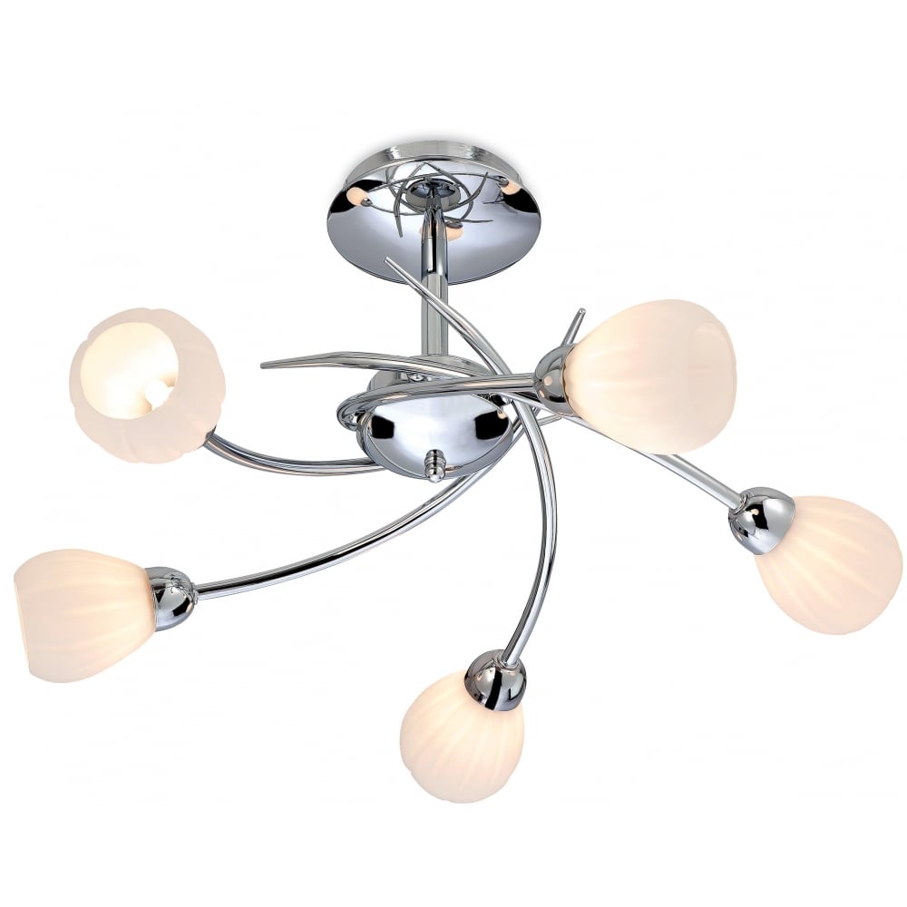 Twist Modern Chrome Semi Flush Ceiling Chandelier