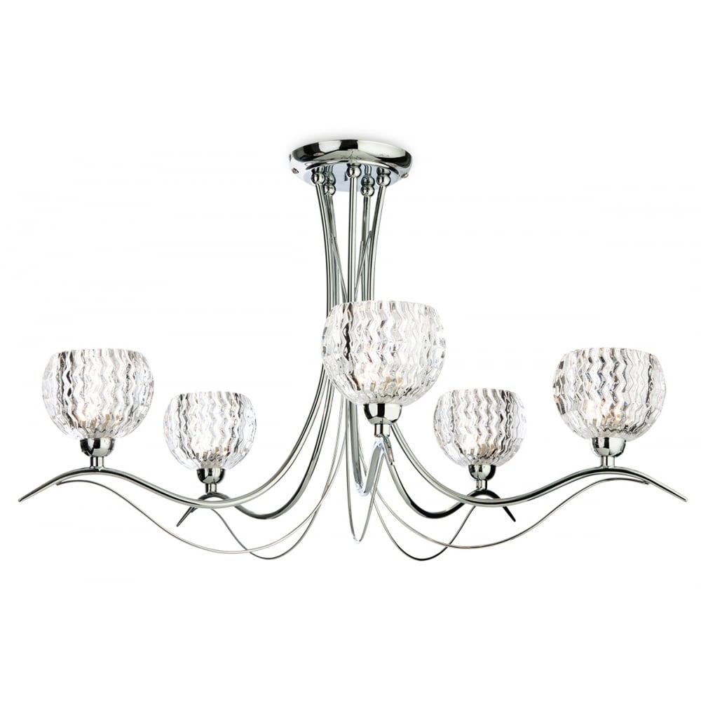 Floral Modern Polished Chrome Chandelier with Multi Arms