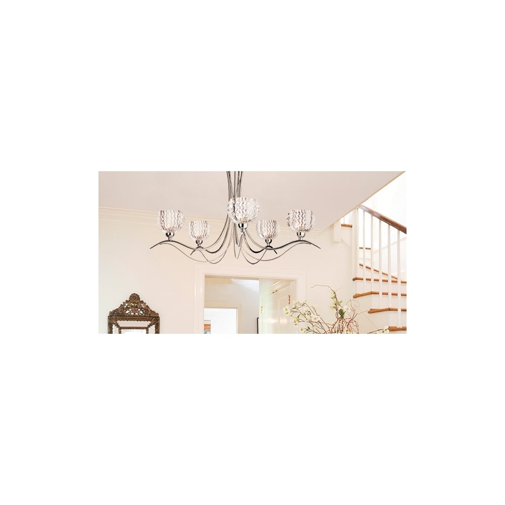 Floral Modern Polished Chrome Chandelier with Multi Arms