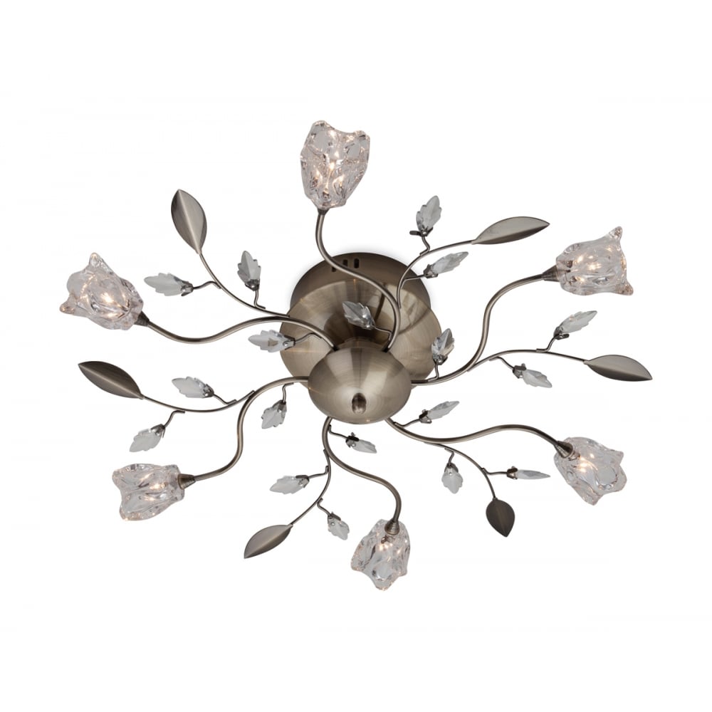 Floral Modern Art Deco Bronze Flush Ceiling Light