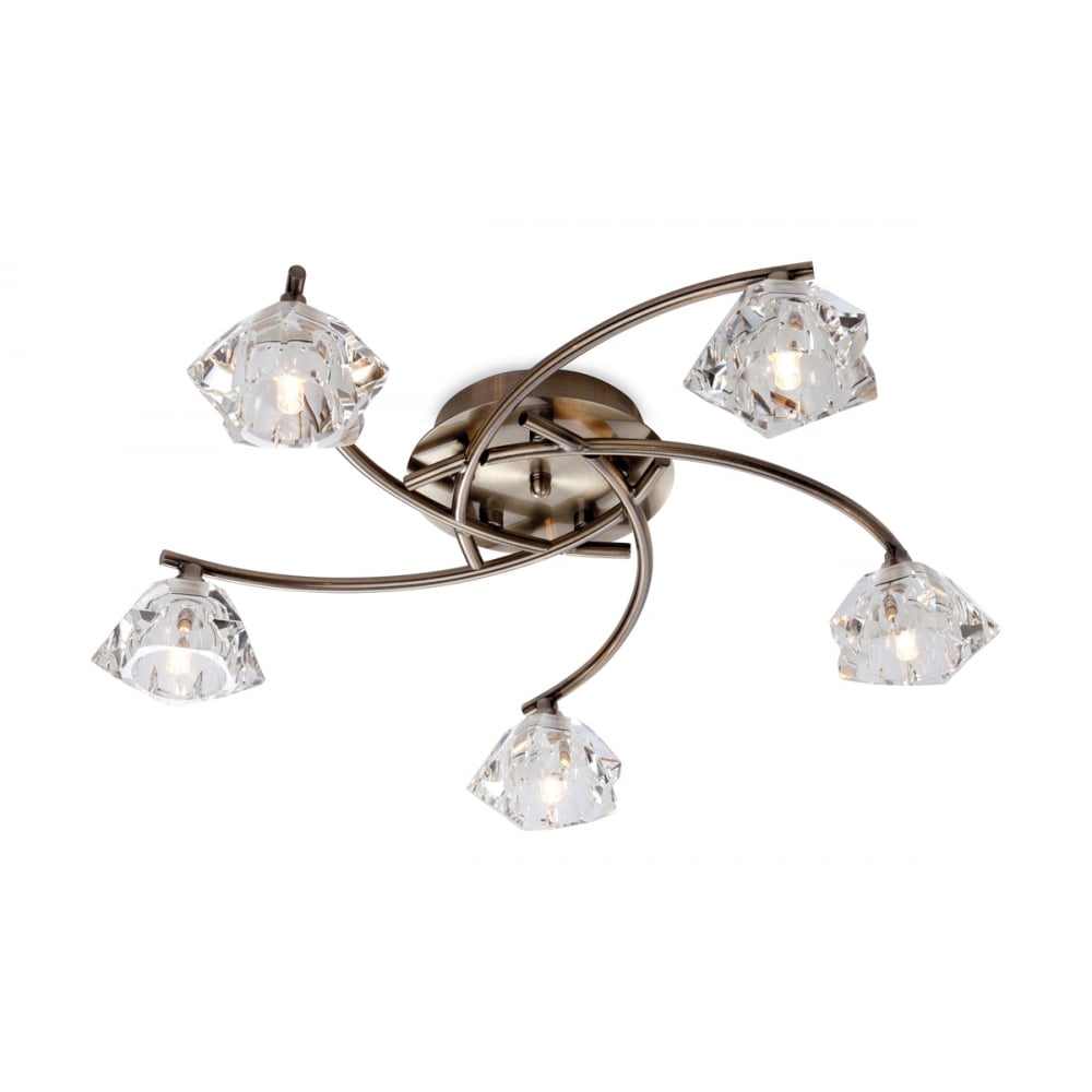 Floral Modern Art Deco Bronze Flush Ceiling Light