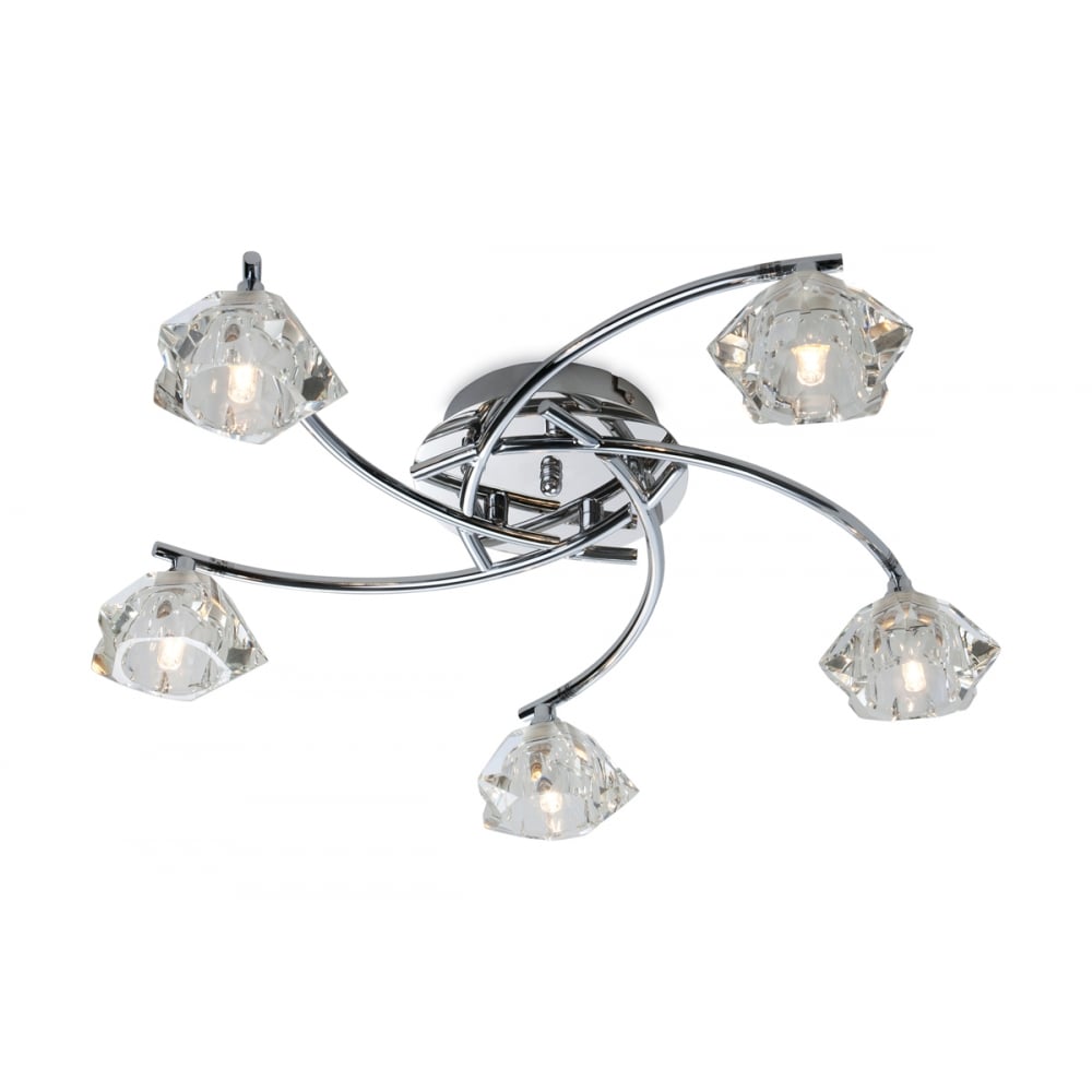 Floral Modern Art Deco Chrome Flush Ceiling Light