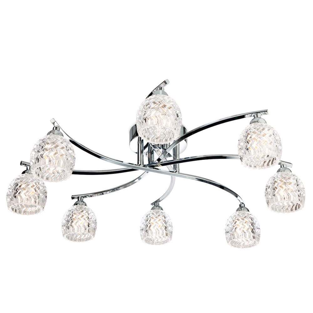 Floral Modern Polished Chrome Flush Light Fitting for Ceiling