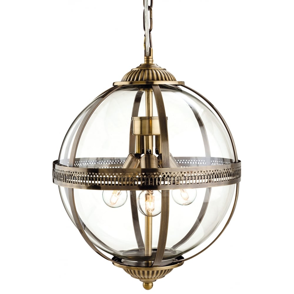 Delicate Traditional Bronze Clear Glass Globe Pendant Light