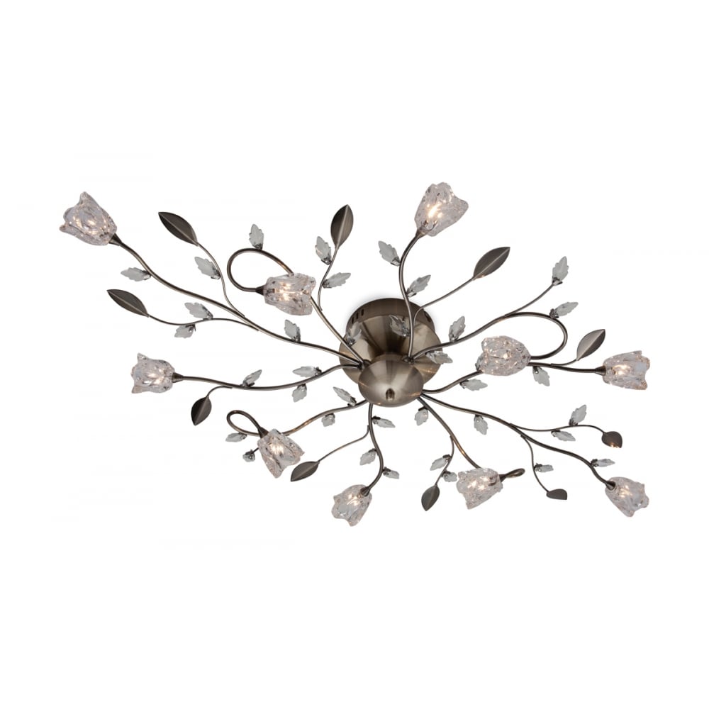 Floral Modern Art Deco Bronze Flush Ceiling Light